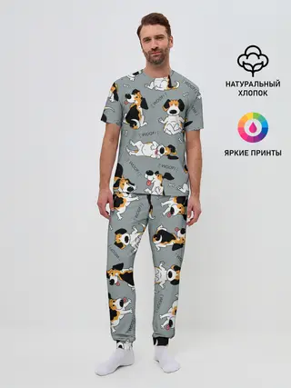 Мужская пижама с брюками / Собаки Бигли