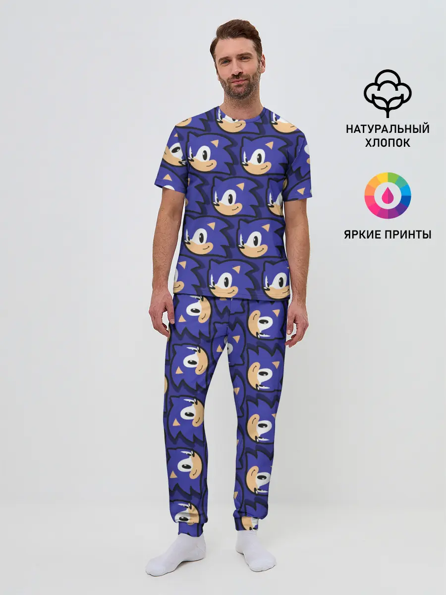 Мужская пижама с брюками / Sonic pattern
