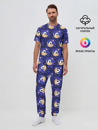Мужская пижама с брюками / Sonic pattern