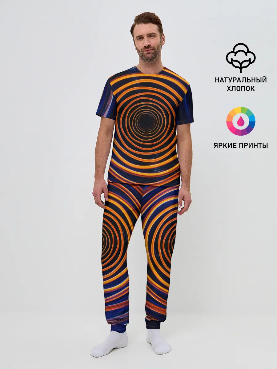 Мужская пижама с брюками / Круги неоновые