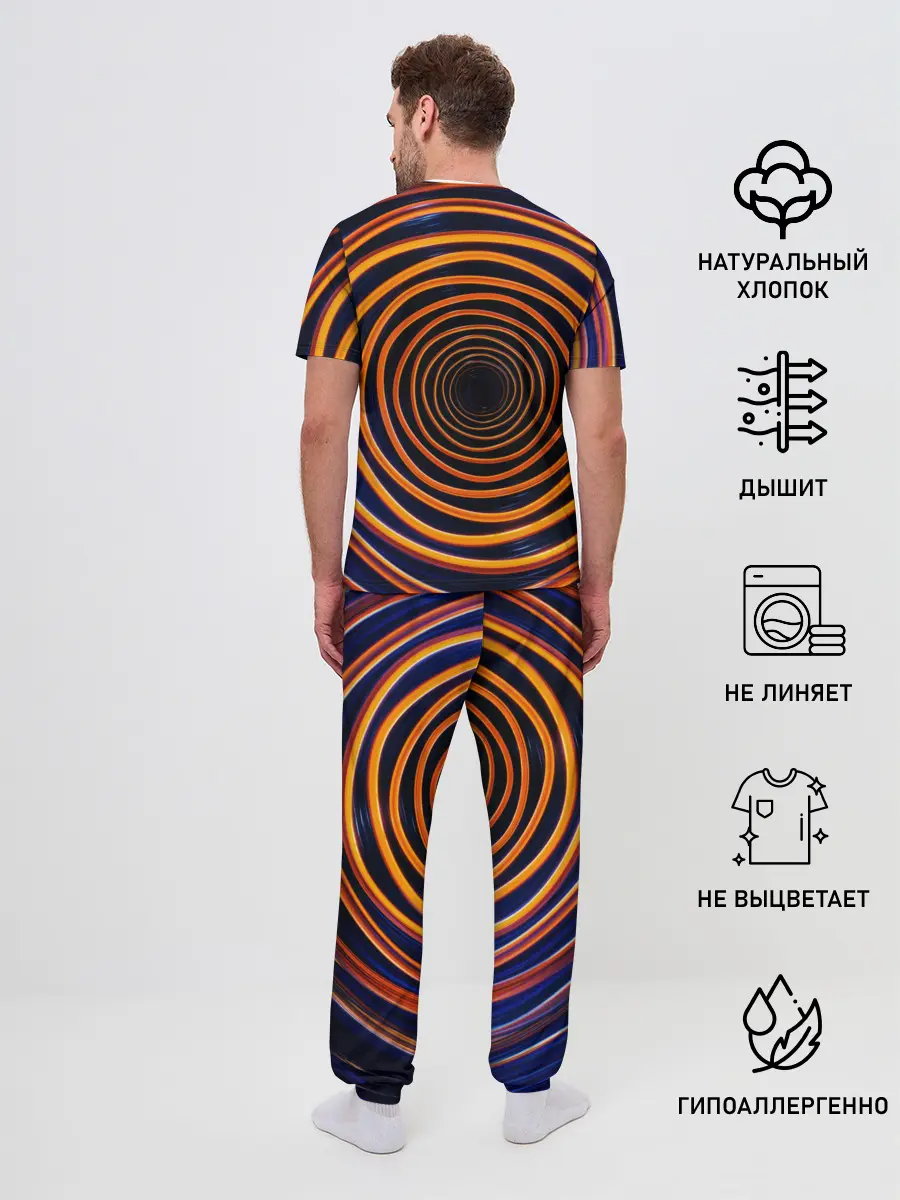 Мужская пижама с брюками / Круги неоновые