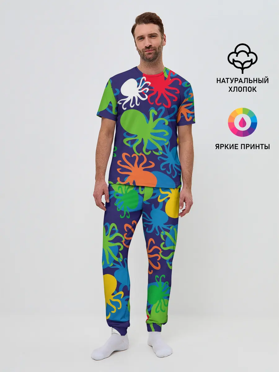 Мужская пижама с брюками / Осьминоги