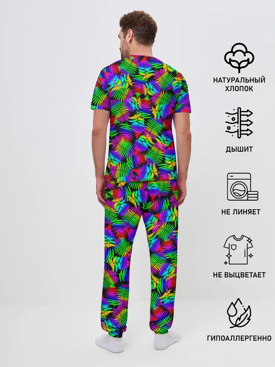 Мужская пижама с брюками / Неоновый папоротник