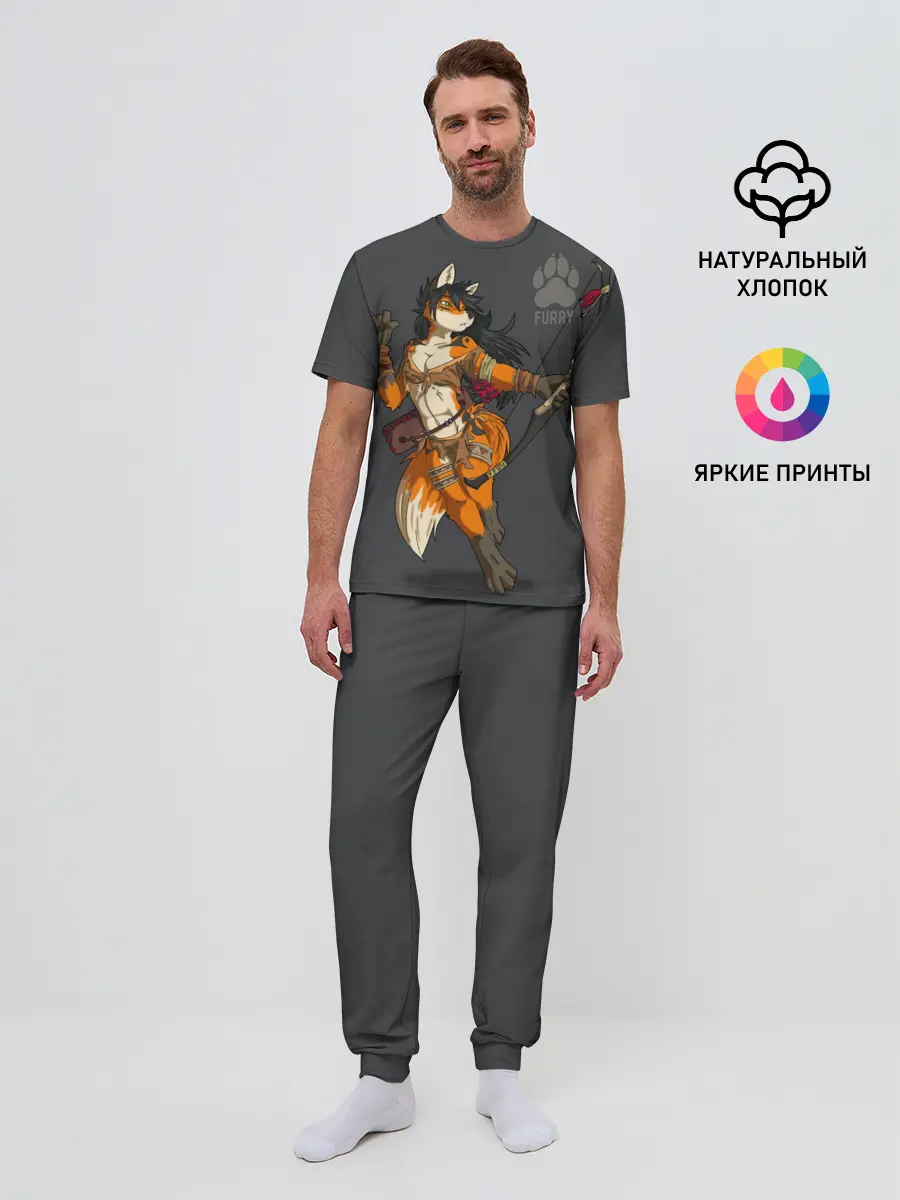 Мужская пижама с брюками / Furry fox