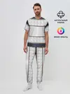 Мужская пижама с брюками / White 3d lines