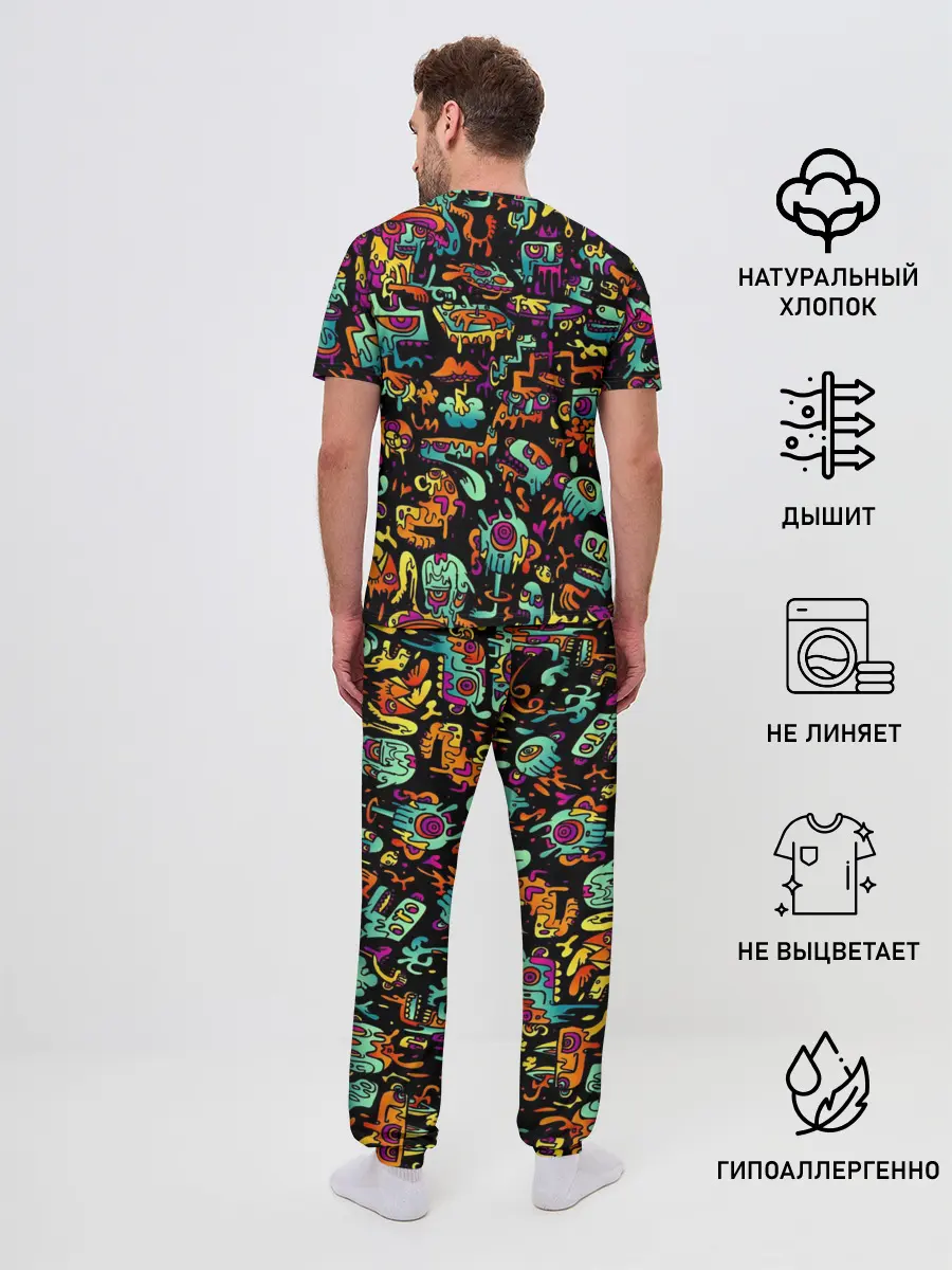 Мужская пижама с брюками / Неоновый мир