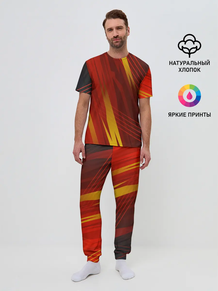 Мужская пижама с брюками / Red sport style