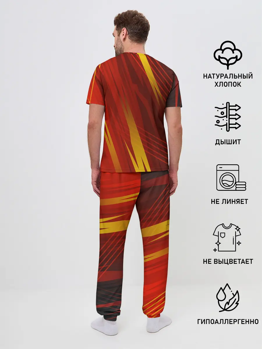 Мужская пижама с брюками / Red sport style