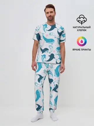Мужская пижама с брюками / Киты и тюлени