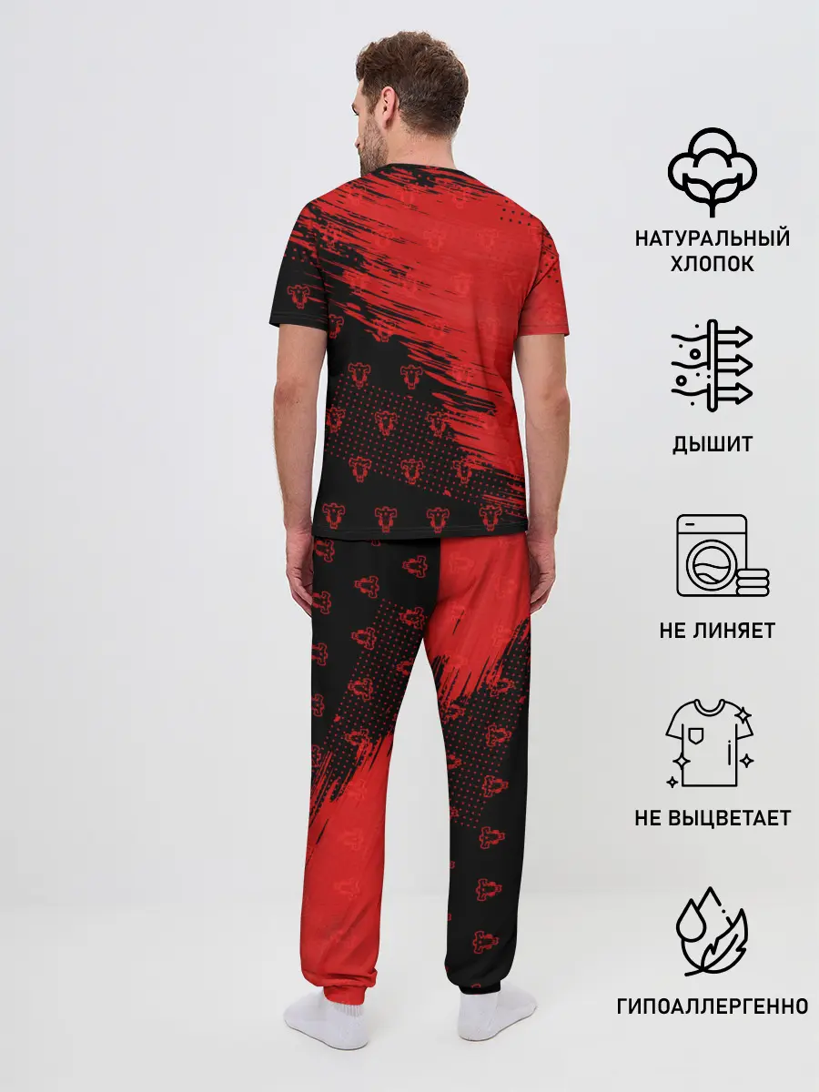 Мужская пижама с брюками / Чёрный клевер голова Аста