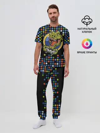 Мужская пижама с брюками / Динозавр-игрок