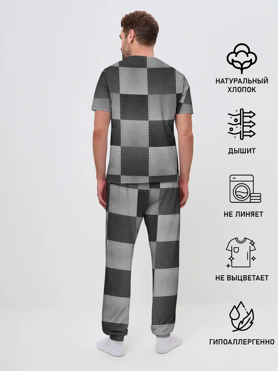 Мужская пижама с брюками / Пэчворк из Кожи