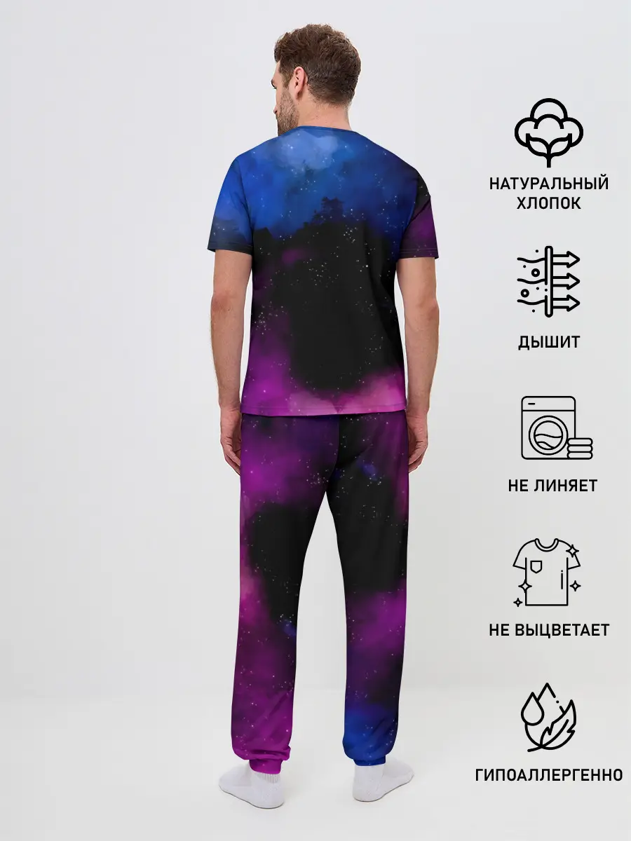 Мужская пижама с брюками / Чёрный клевер космический Юно