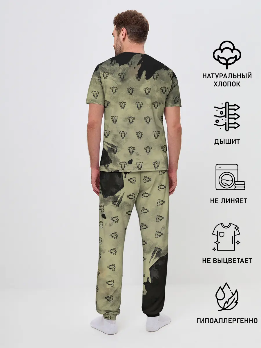 Мужская пижама с брюками / Чёрный клевер Черные быки