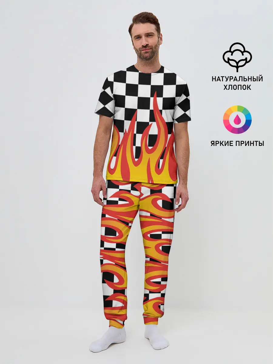 Мужская пижама с брюками / ОГОНЬ / УЗОР / PATTERN
