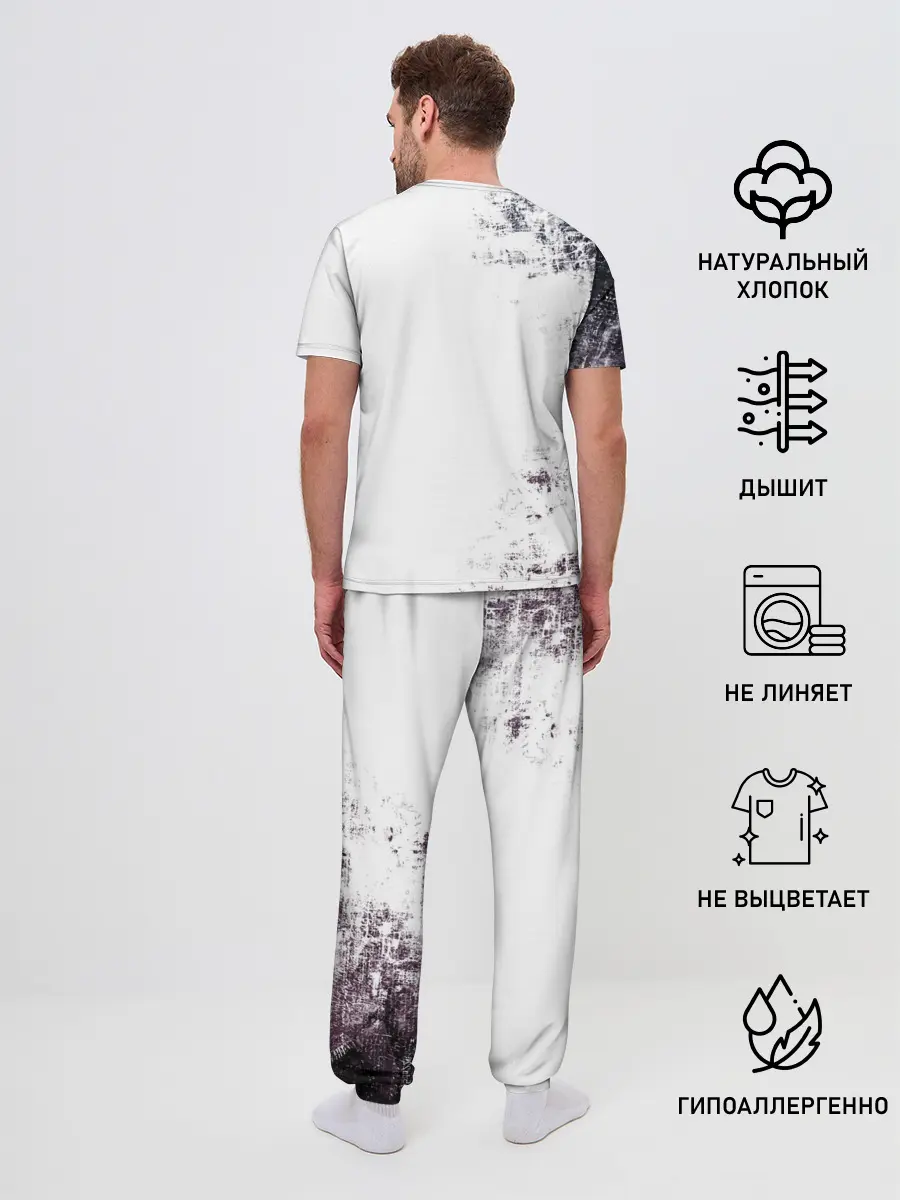 Мужская пижама с брюками / Чёрный демонический Аста Либе