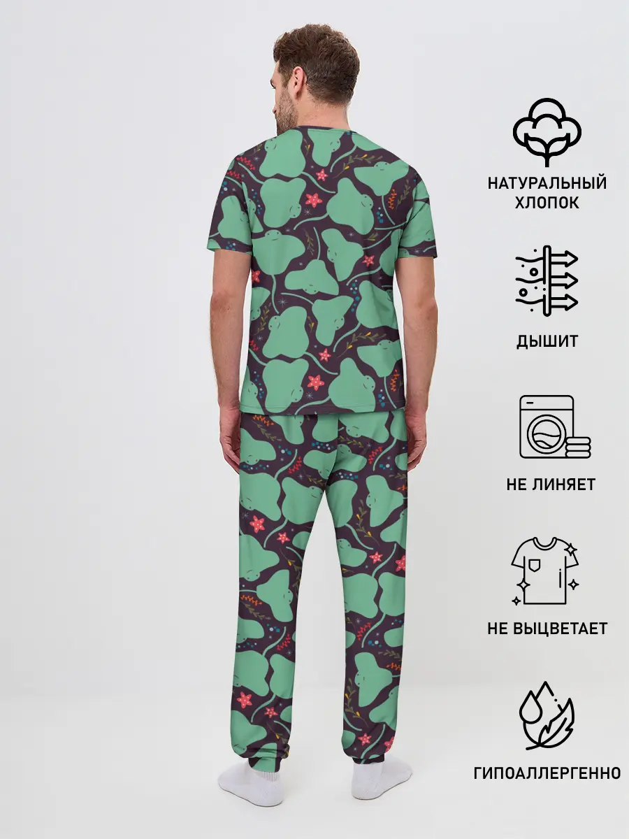 Мужская пижама с брюками / Скаты