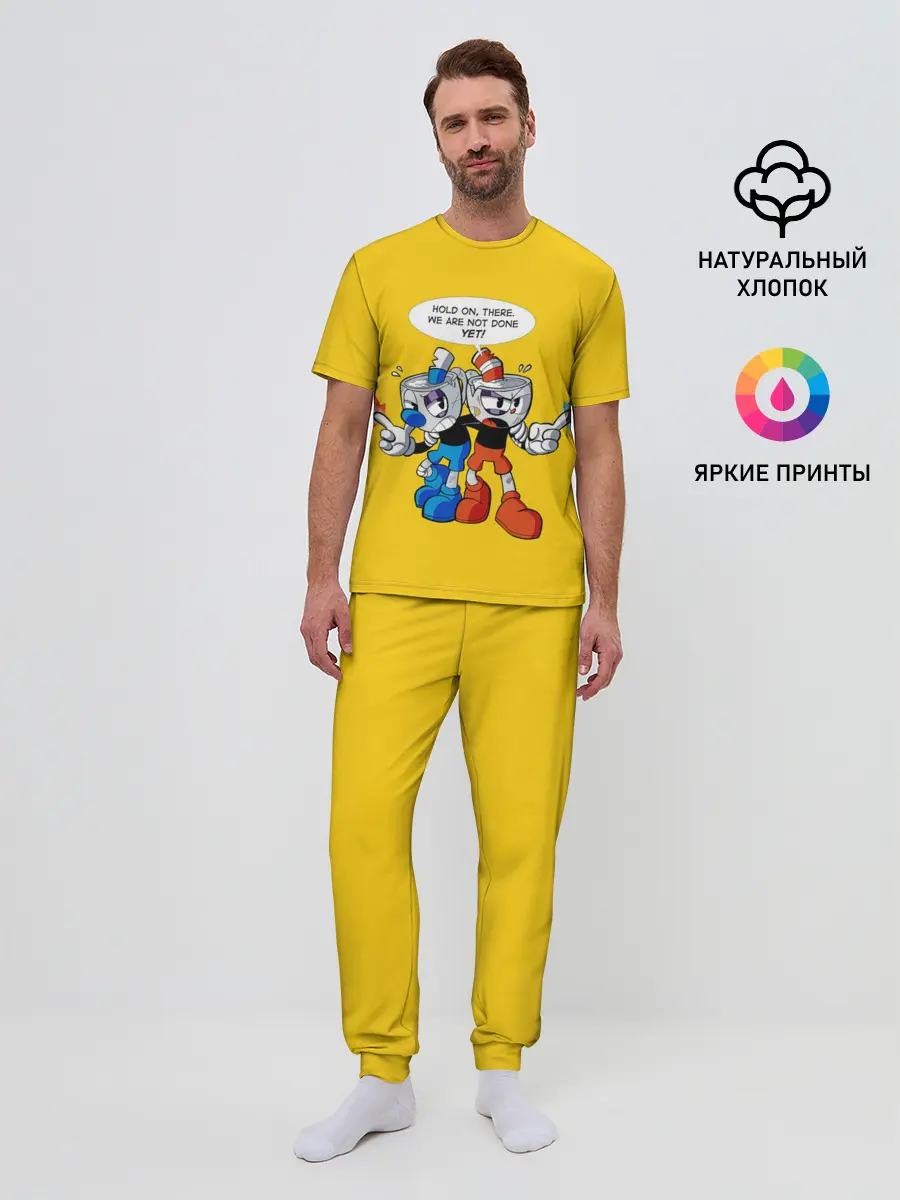 Мужская пижама с брюками / Побитые кружки