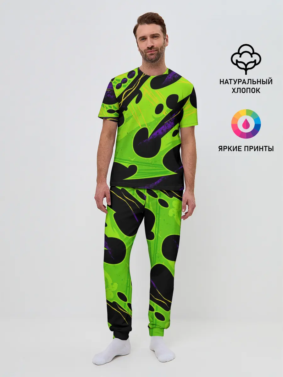 Мужская пижама с брюками / КИСЛОТНАЯ ОРГАНИКА | НЕОНОВАЯ
