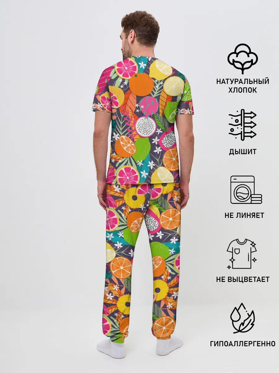 Мужская пижама с брюками / Фрукты