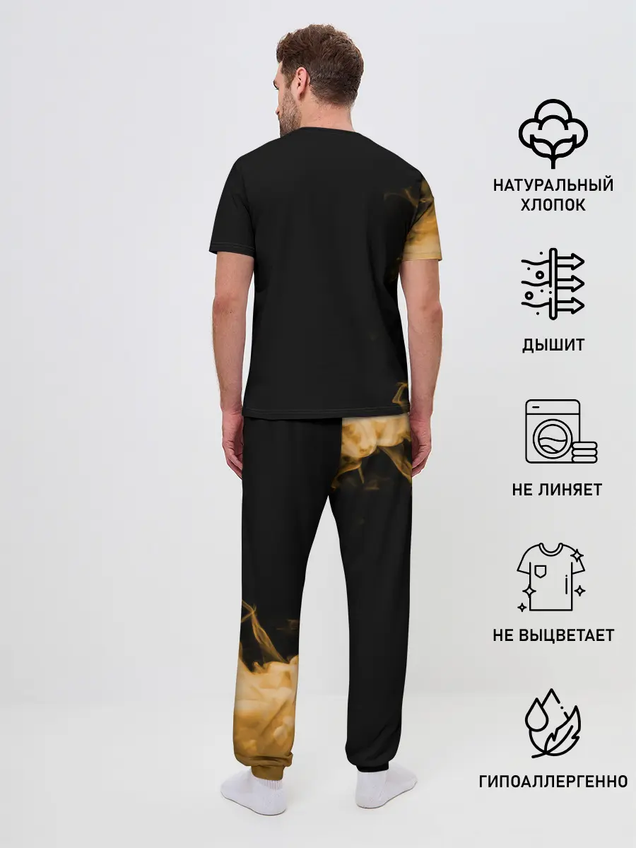 Мужская пижама с брюками / Чёрный клевер Аста желтая луна