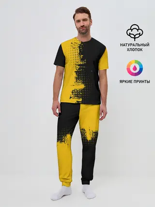 Мужская пижама с брюками / ЧЕРНО ЖЕЛТЫЙ ГРАНЖ | GRUNGE