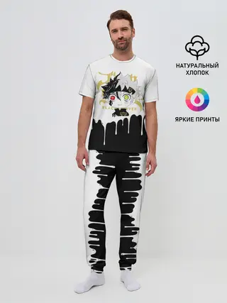 Мужская пижама с брюками / Черный Аста белая краска