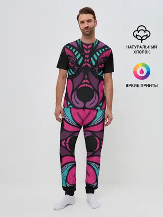 Мужская пижама с брюками / Морда волка