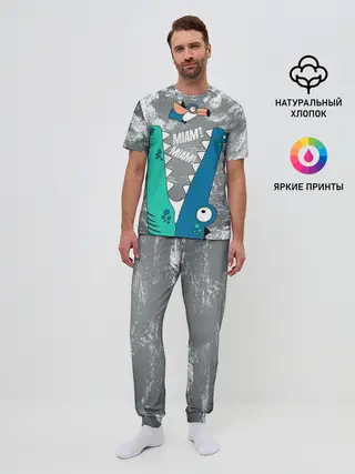 Мужская пижама с брюками / Крокодил и птичка Miam