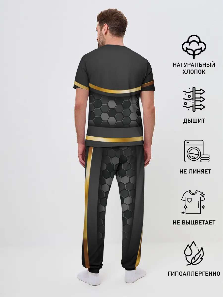 Мужская пижама с брюками / 3D ТЕМНАЯ БРОНЯ С ЗОЛОТОМ