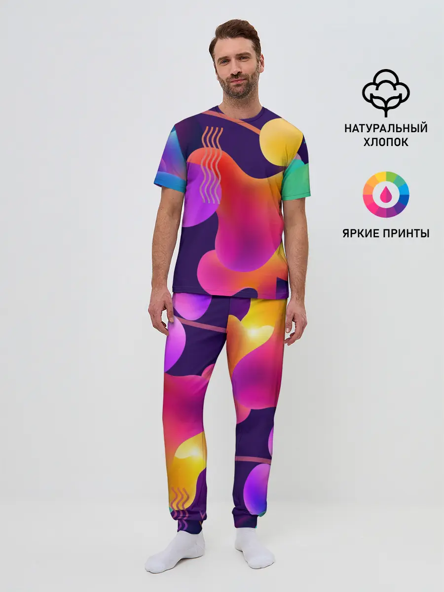 Мужская пижама с брюками / Rainbow T-Shirt