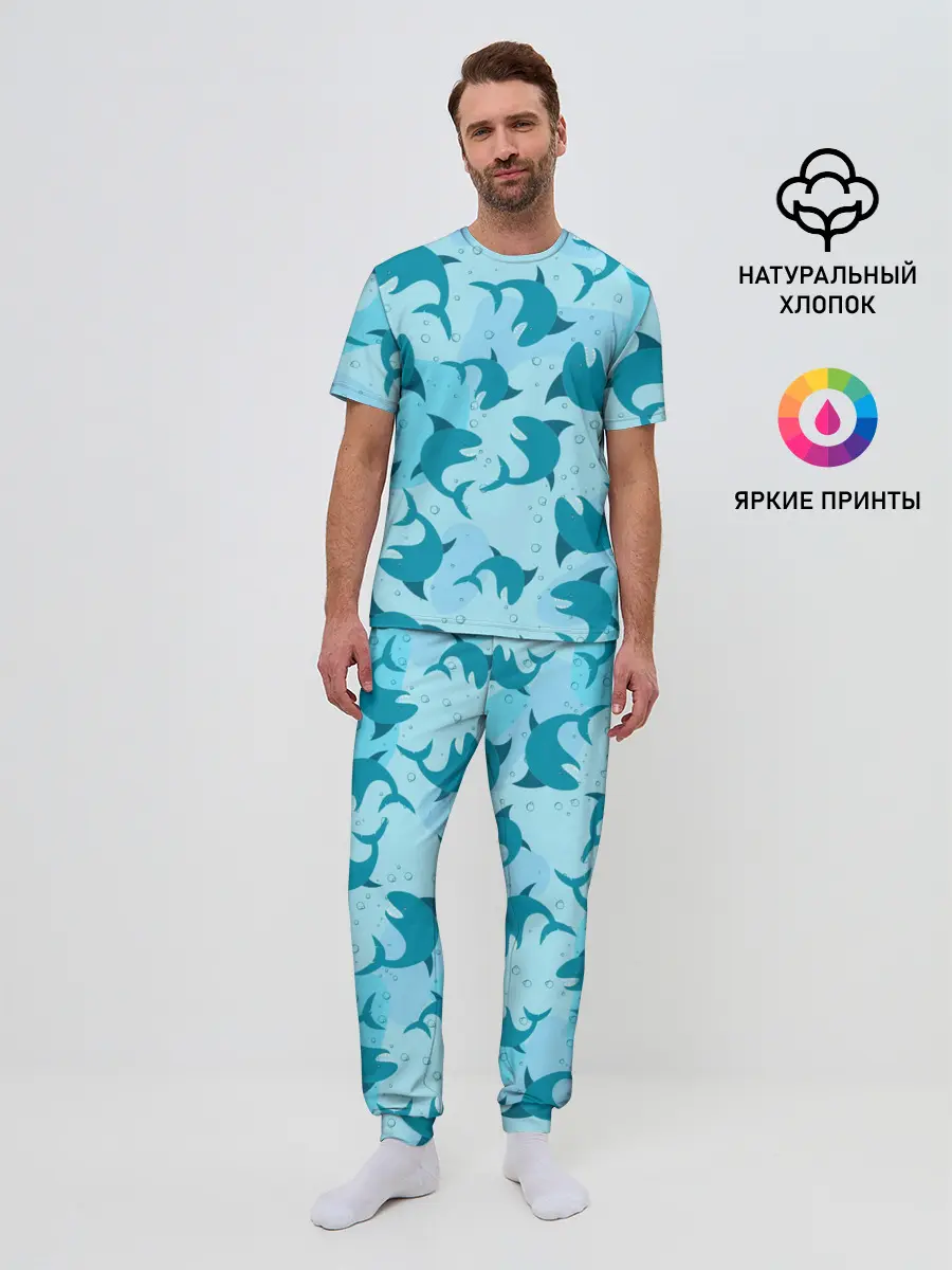 Мужская пижама с брюками / Акулы