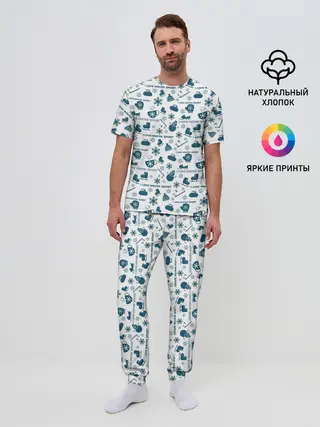 Мужская пижама с брюками / Зимние виды спорта