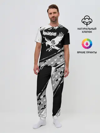 Мужская пижама с брюками / Haikyuu!! Ворон иероглиф