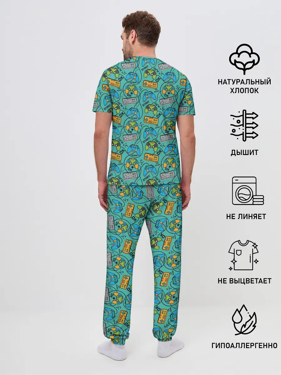 Мужская пижама с брюками / Джойстики