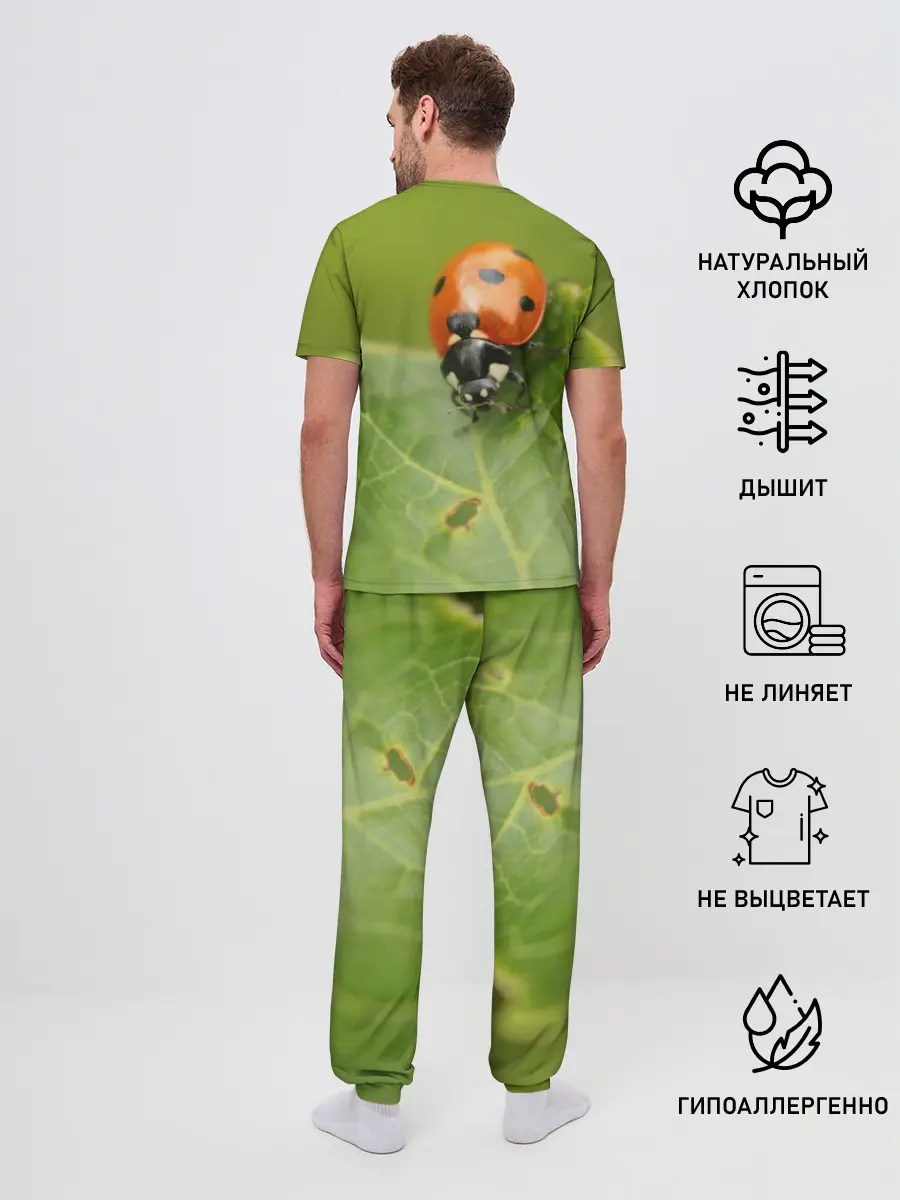 Мужская пижама с брюками / Божья коровка