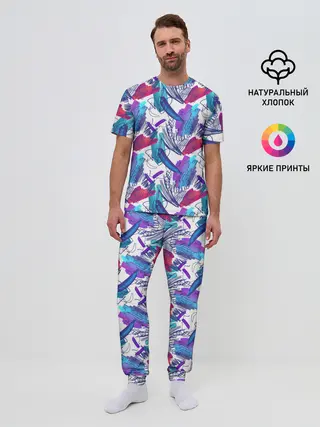Мужская пижама с брюками / Абстракция пятна краски