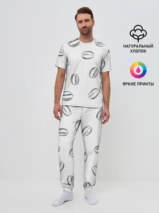 Мужская пижама с брюками / Кофейные зёрна