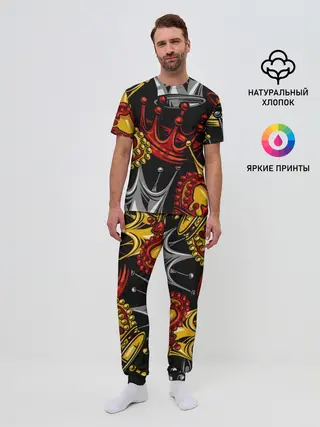 Мужская пижама с брюками / КОРОЛЕВСКИЙ БАГРОВЫЙ 3D