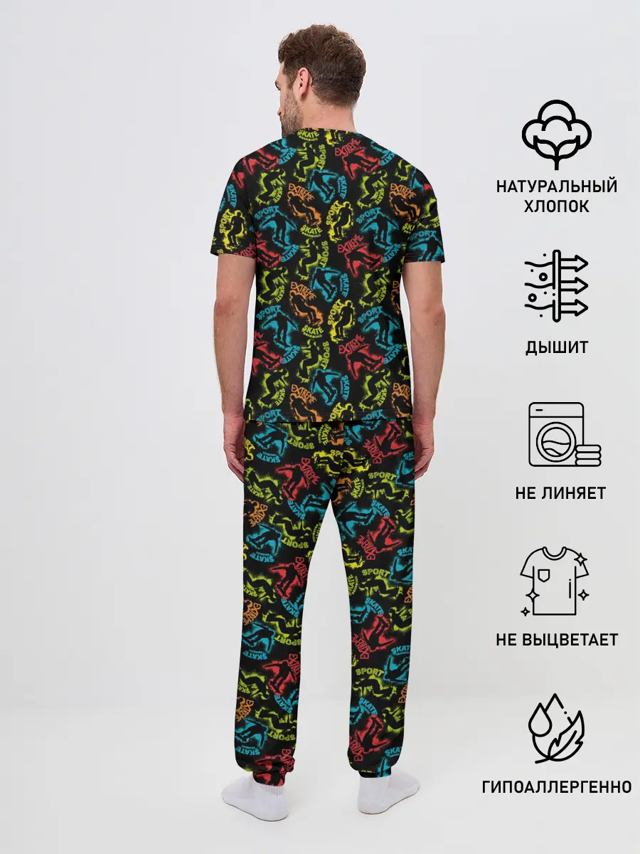 Мужская пижама с брюками / Скейтборд