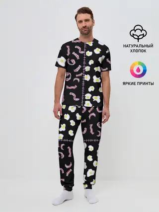 Мужская пижама с брюками / Яичница с беконом