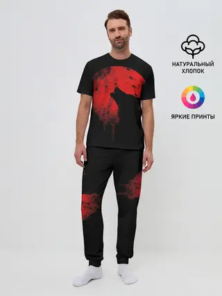 Мужская пижама с брюками / Wolf 3D