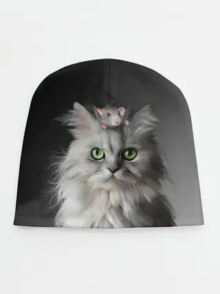 Детская шапка / Кот и мышка