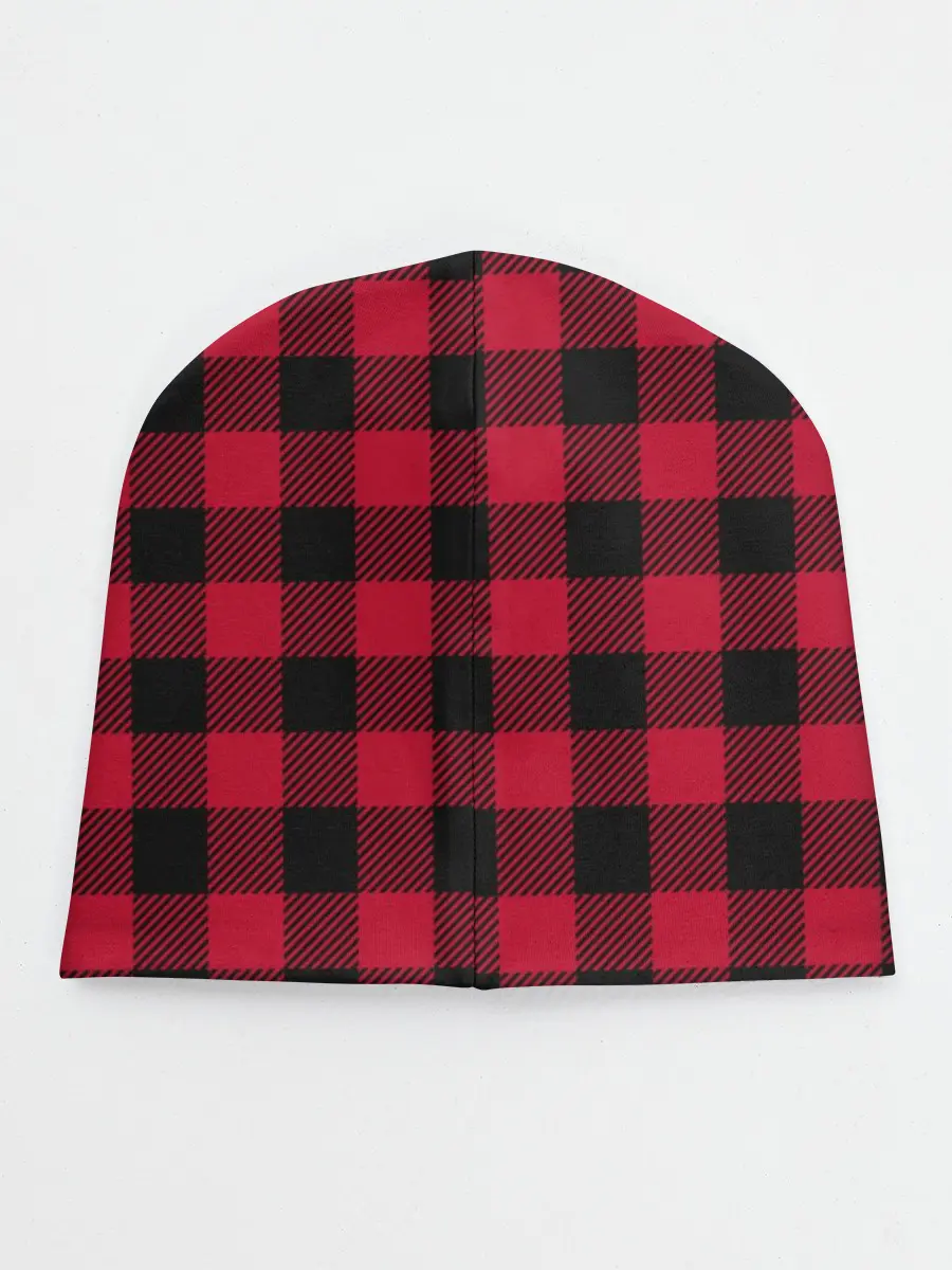 Детская шапка / Красный паттерн крупная клетка