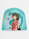 Детская шапка / Тихиро и Хаку зеленый фон