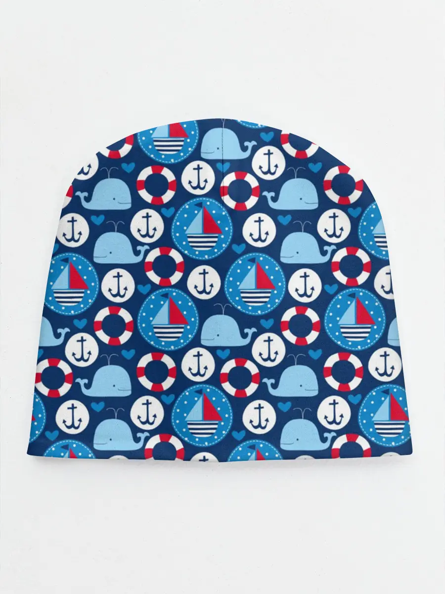 Детская шапка / Киты и яхты