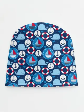 Детская шапка / Киты и яхты