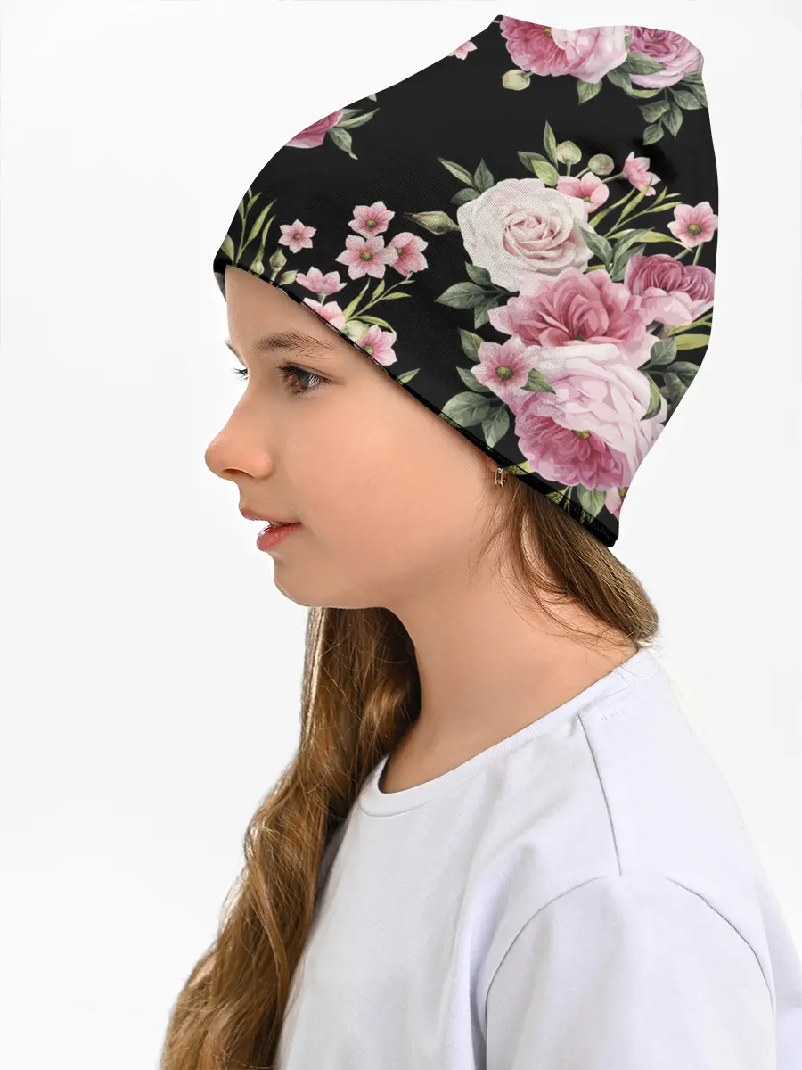 Детская шапка / Пионы на Чёрном