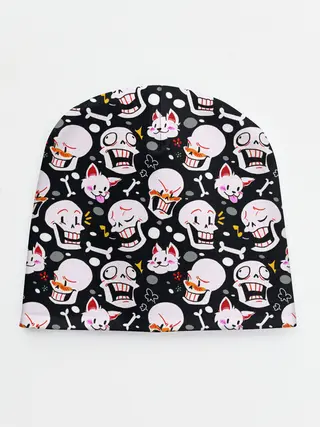 Детская шапка / Черепа и Котики