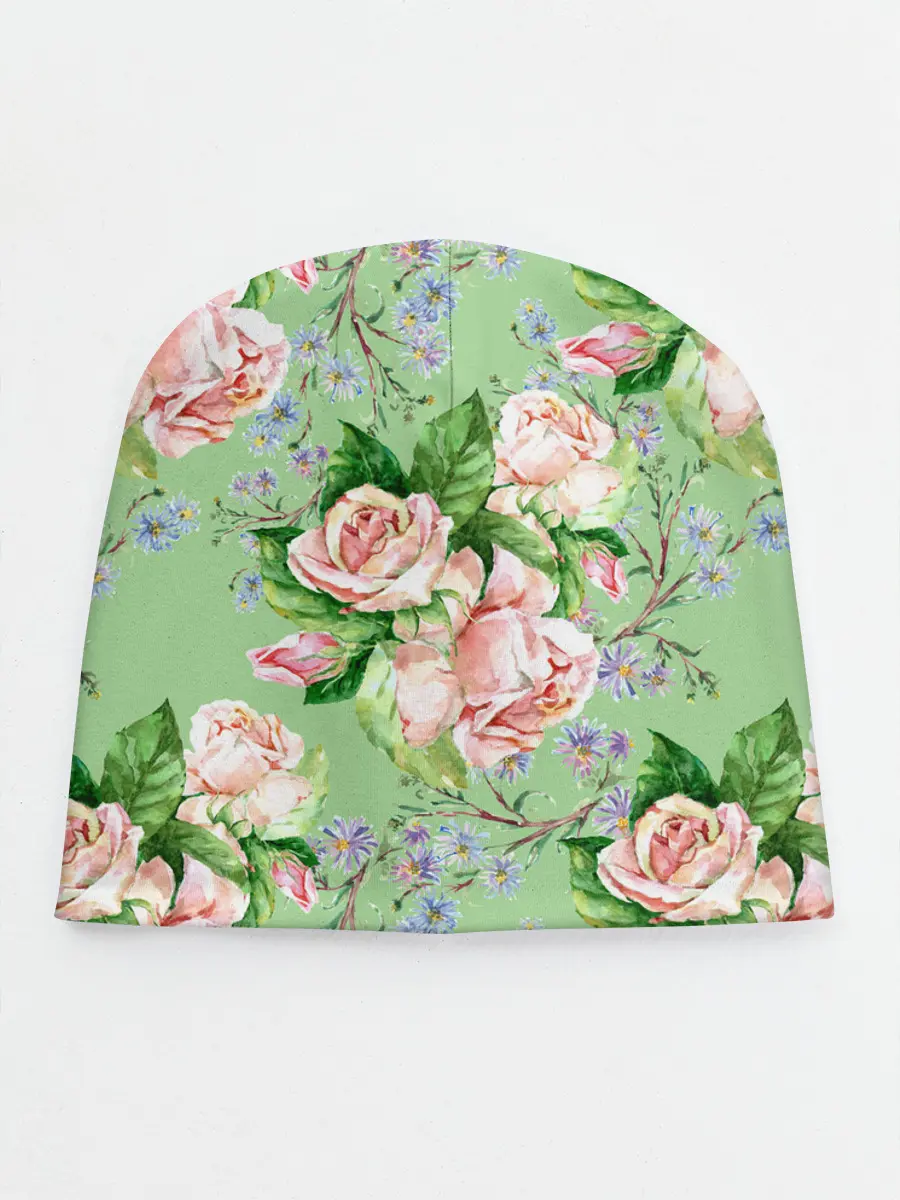 Детская шапка / Розы и васильки